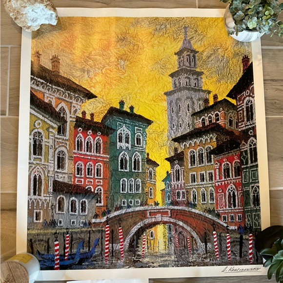 Venice Yellow Sunset seriolithograph NEW - Picture 3 of 4